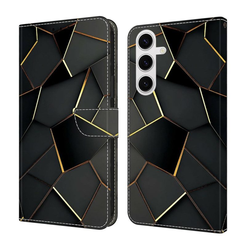 Lederhüllen Für Samsung Galaxy S26 Schwarz-goldene Ränder