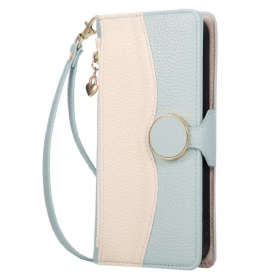 Lederhüllen Für Samsung Galaxy S26 Zweifarbige Geldbörse Mit Reißverschluss