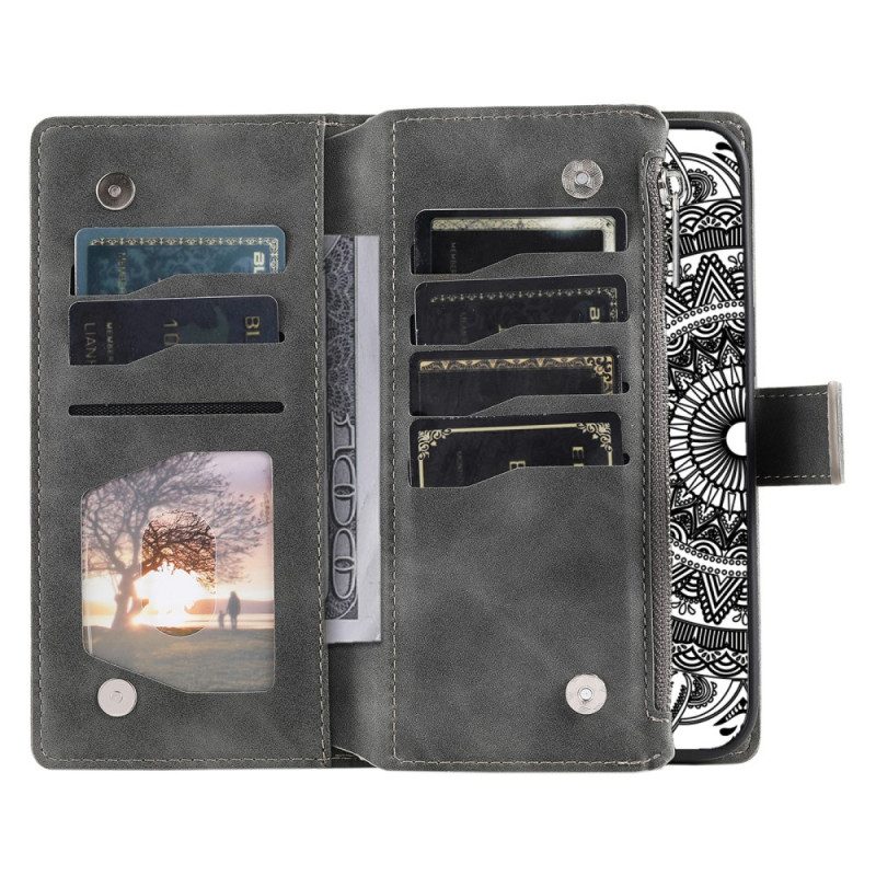 Lederhüllen Samsung Galaxy S26 Geldbörse In Mandala-wildlederoptik