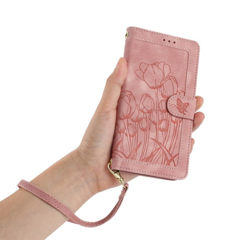 Lederhüllen Samsung Galaxy S26 Handyhülle Geldbörse Mit Blumenmuster Und 5 Kartenfächern