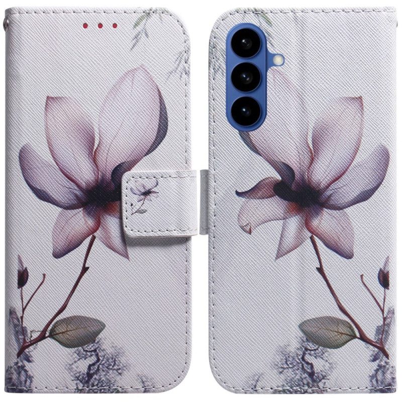 Lederhüllen Samsung Galaxy S26 Handyhülle Rosa Blume