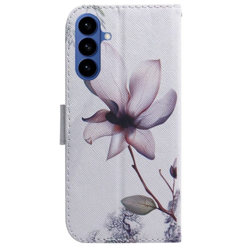Lederhüllen Samsung Galaxy S26 Handyhülle Rosa Blume