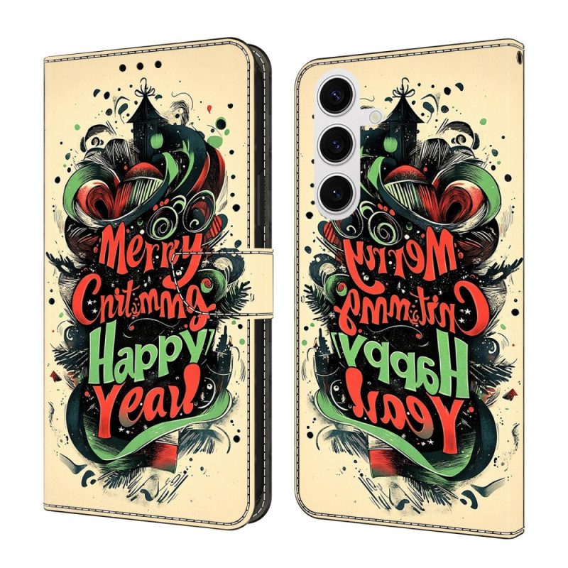 Lederhüllen Samsung Galaxy S26 Handyhülle Weihnachts-graffiti