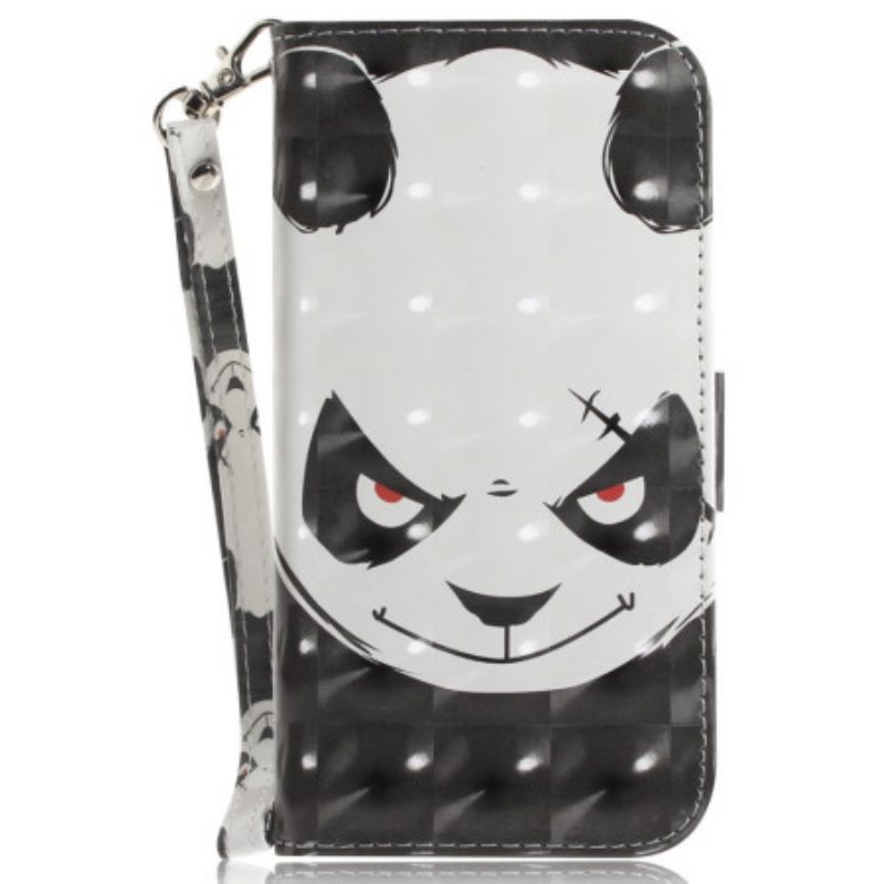 Lederhüllen Samsung Galaxy S26 Handyhülle Wütendes Panda-lanyard