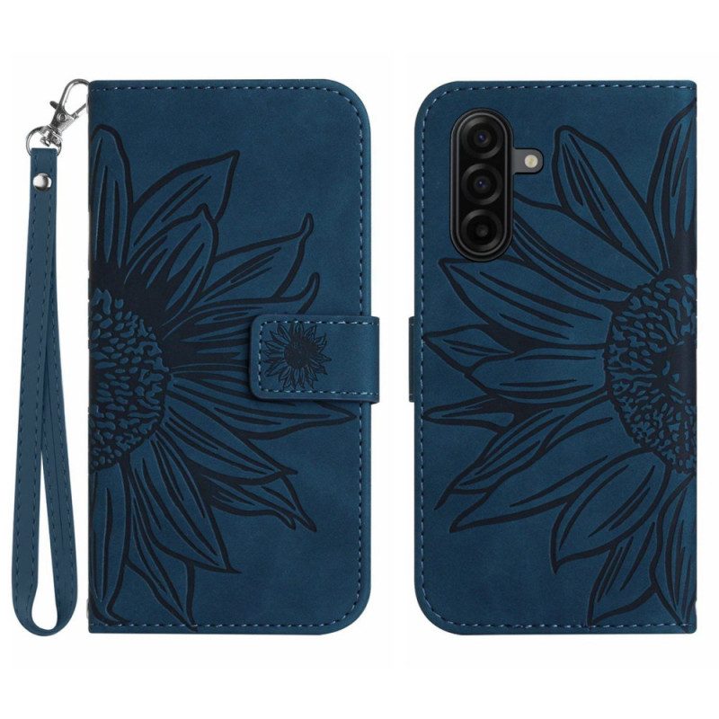 Lederhüllen Samsung Galaxy S26 Riemen Mit Sonnenblumenmuster