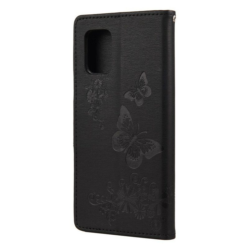 Lederhüllen Für Xiaomi Mi 10 Lite Nur Schmetterlinge Mit Schlüsselband