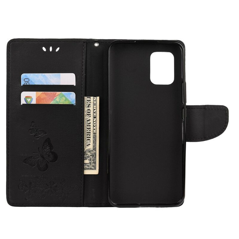 Lederhüllen Für Xiaomi Mi 10 Lite Nur Schmetterlinge Mit Schlüsselband