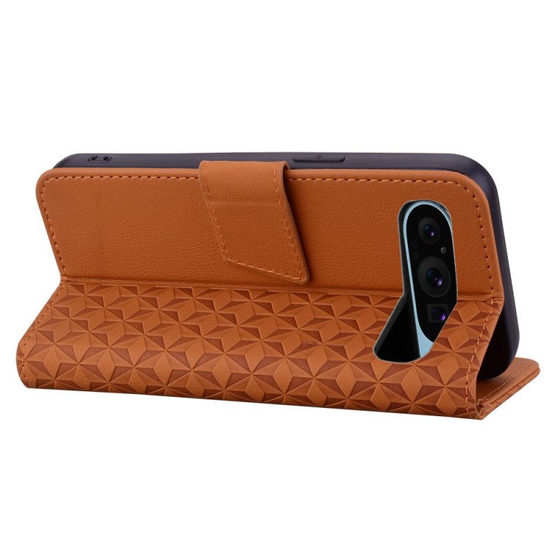 Lederhüllen Für Google Pixel 10 / 10 Pro Lächeln Und Rautenmuster