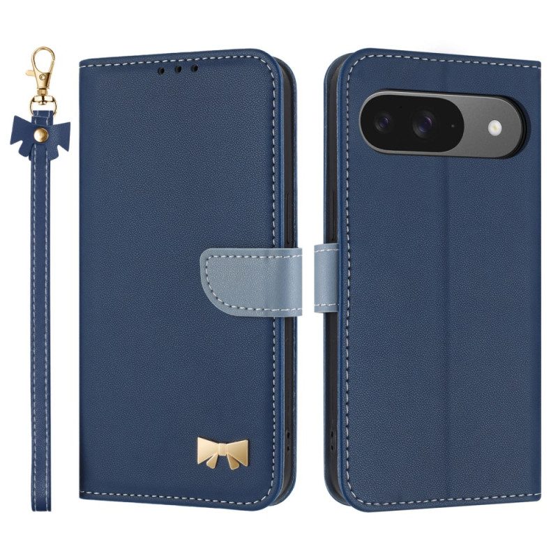 Lederhüllen Google Pixel 10 / 10 Pro Handyhülle Zweifarbig Mit Lanyard