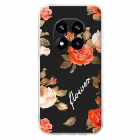 Hülle Xiaomi Redmi Note 14 Pro 5g Handyhülle Blumen Auf Schwarzem Hintergrund