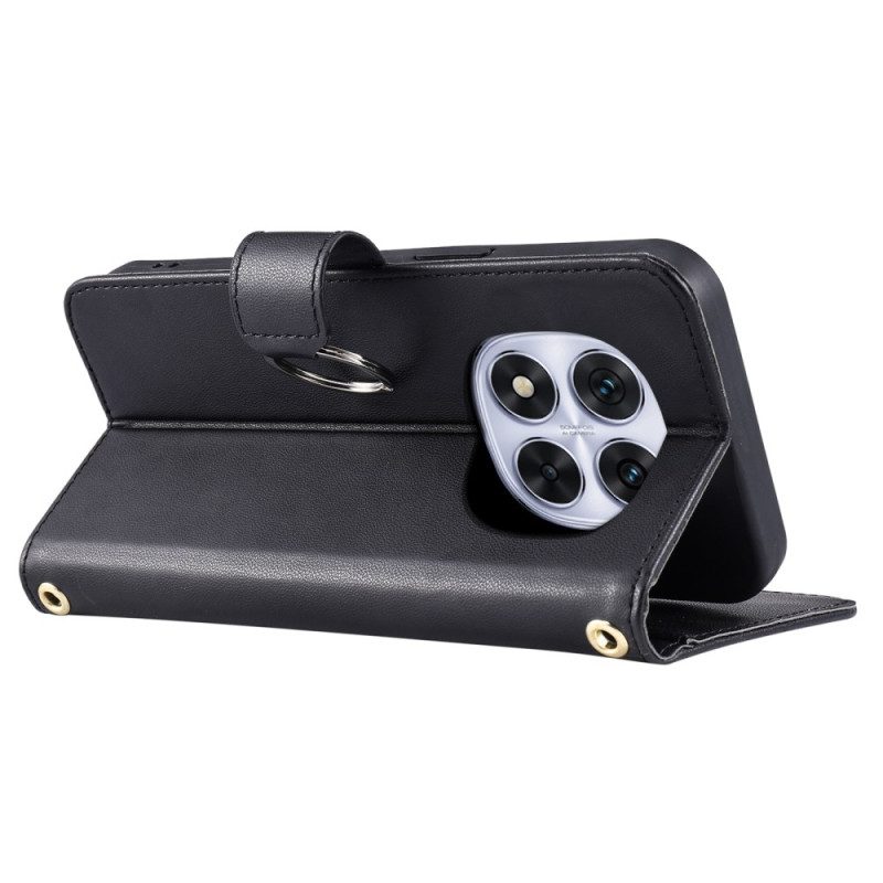 Lederhüllen Für Xiaomi Redmi Note 14 Pro 5g Gesteppt Mit Riemen Und Schulterriemen