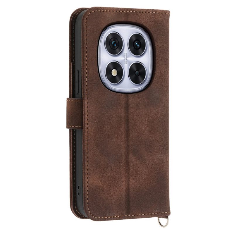 Lederhüllen Für Xiaomi Redmi Note 14 Pro 5g Spitzenmuster Mit Riemen Und Schulterriemen