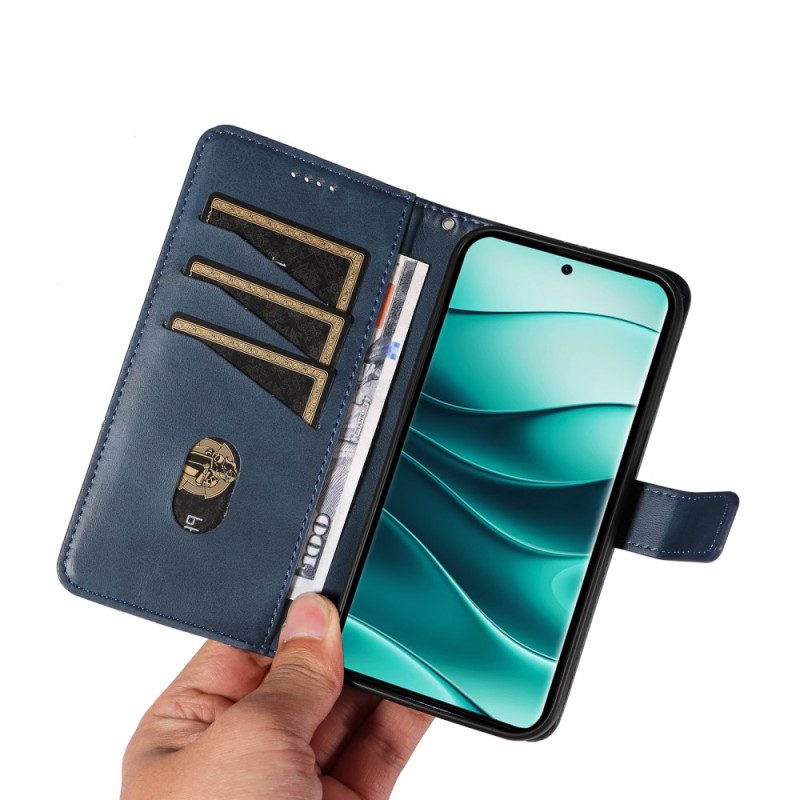 Lederhüllen Für Xiaomi Redmi Note 14 Pro 5g Zweifarbige Riemenlinien