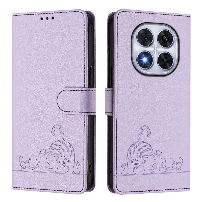 Lederhüllen Xiaomi Redmi Note 14 Pro 5g Handyhülle Rfid-schutz Mit Katzenmotiv