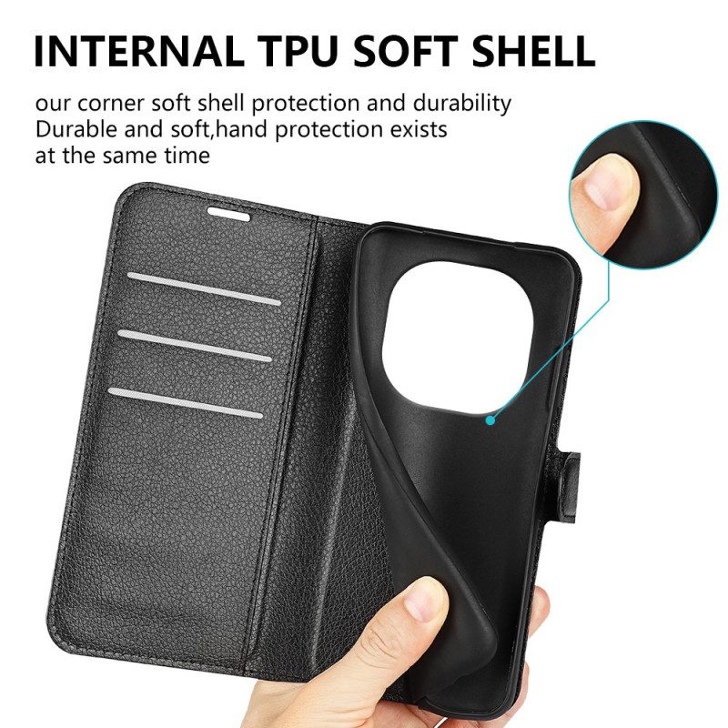 Lederhüllen Xiaomi Redmi Note 14 Pro 5g Klassisches Litschi-kunstleder