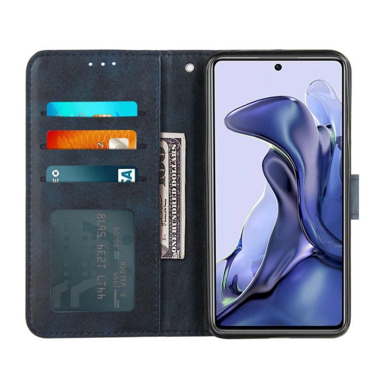 Flip Case Für Xiaomi 11T / 11T Pro Mit Kordel Riemchen-geo-ledereffekt