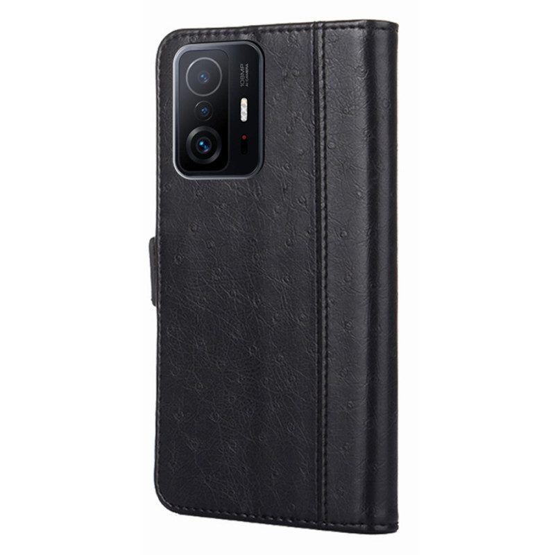 Flip Case Für Xiaomi 11T / 11T Pro Zweifarbige Straußenhautstruktur