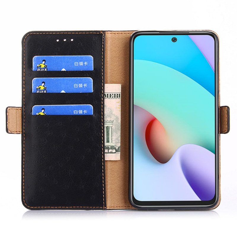 Flip Case Für Xiaomi 11T / 11T Pro Zweifarbige Straußenhautstruktur