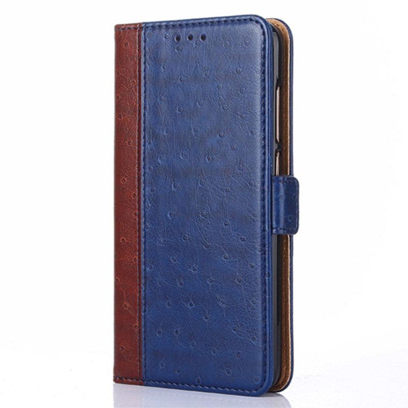 Flip Case Für Xiaomi 11T / 11T Pro Zweifarbige Straußenhautstruktur