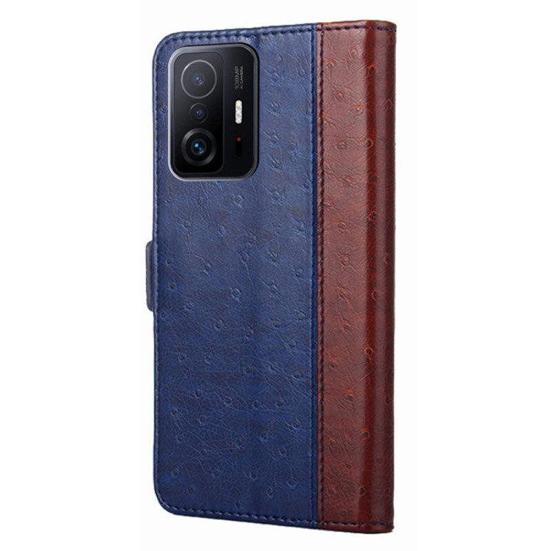 Flip Case Für Xiaomi 11T / 11T Pro Zweifarbige Straußenhautstruktur