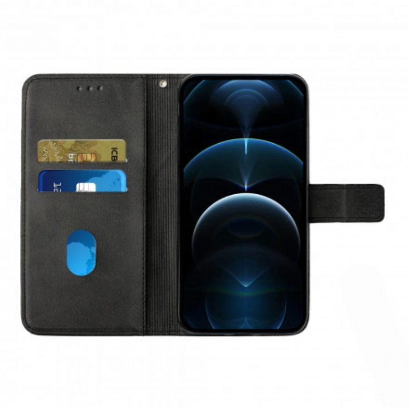 Lederhüllen Für Xiaomi 11T / 11T Pro Mit Kordel Geometrischer Lederstil Mit Riemchen