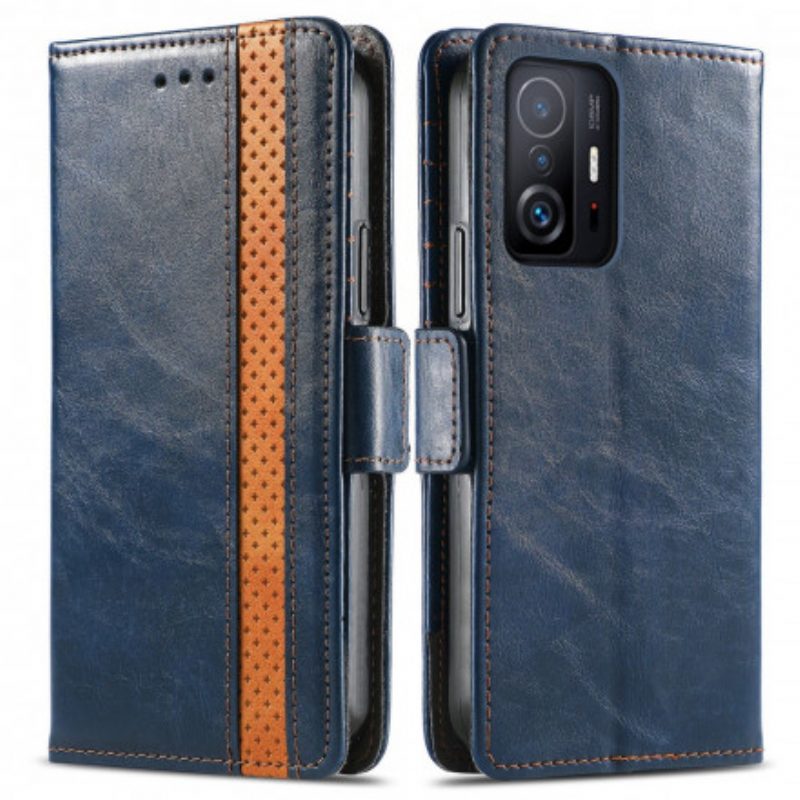 Lederhüllen Für Xiaomi 11T / 11T Pro Zweifarbiger Doppelverschluss