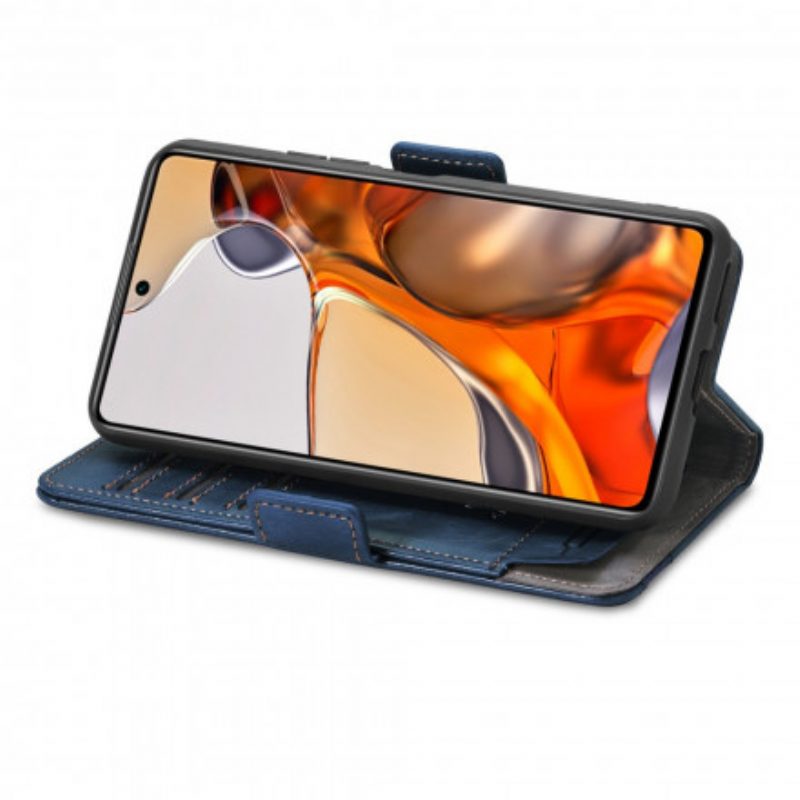 Lederhüllen Für Xiaomi 11T / 11T Pro Zweifarbiger Doppelverschluss