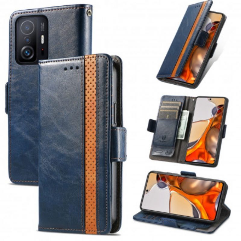 Lederhüllen Für Xiaomi 11T / 11T Pro Zweifarbiger Doppelverschluss