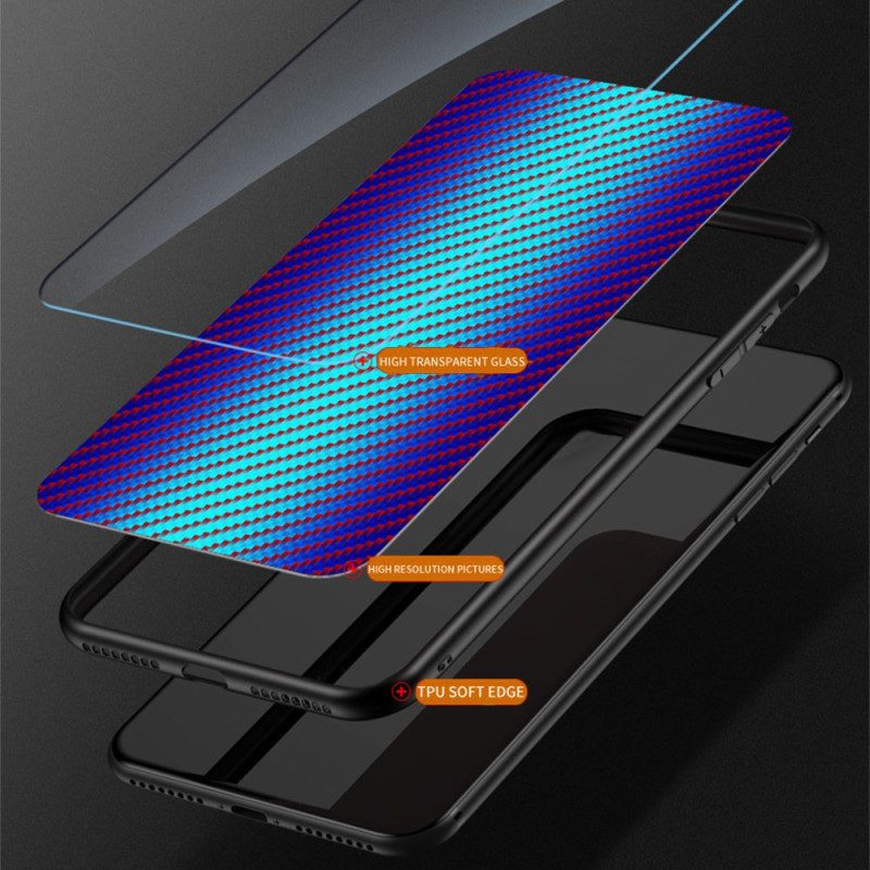 Hülle Poco C71 Gehärtetes Glas Mit Carbonfasermuster