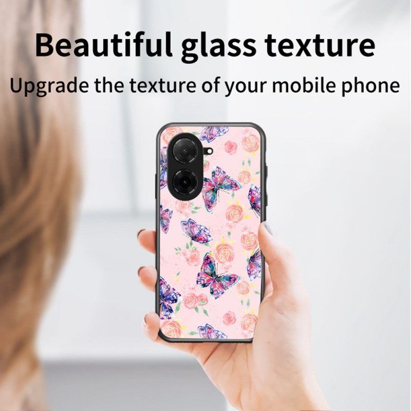 Hülle Poco C71 Handyhülle Gehärtetes Glas Mit Schmetterlingsmuster
