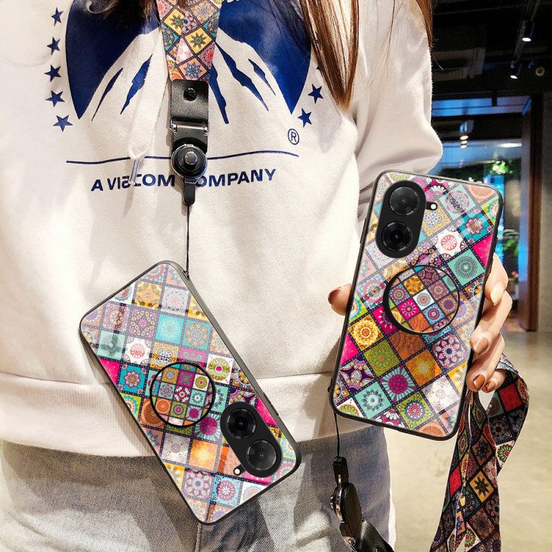 Hülle Poco C71 Patchwork-ständer Und -riemen