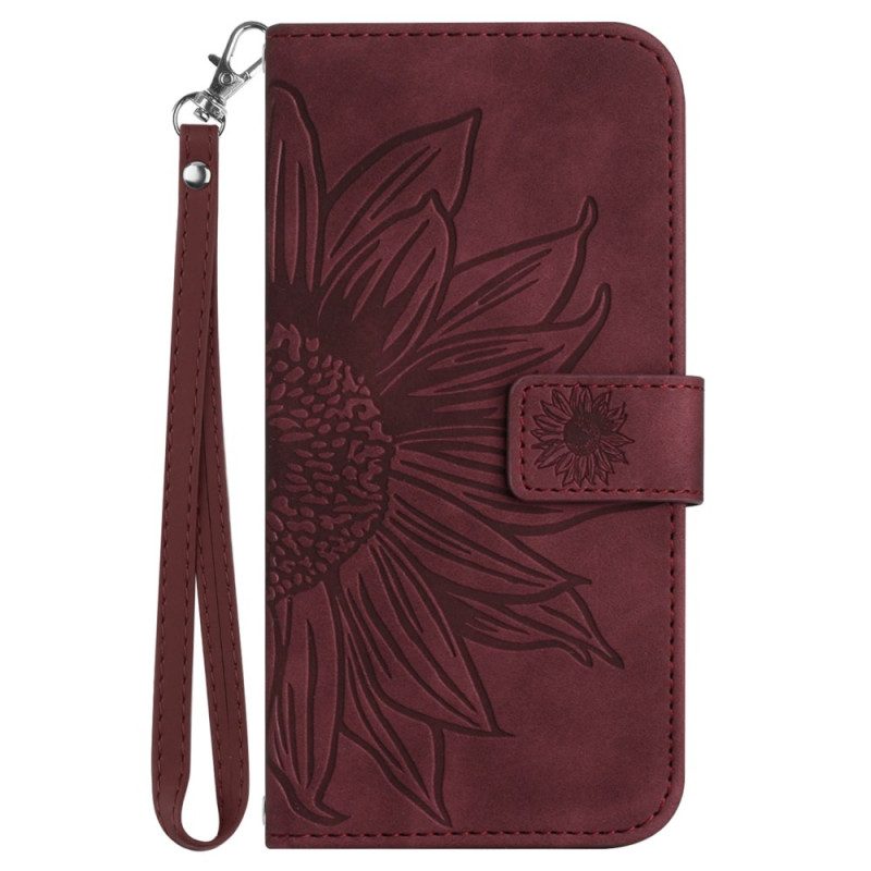Lederhüllen Für Poco C71 Sonnenblumenmuster Mit Riemen