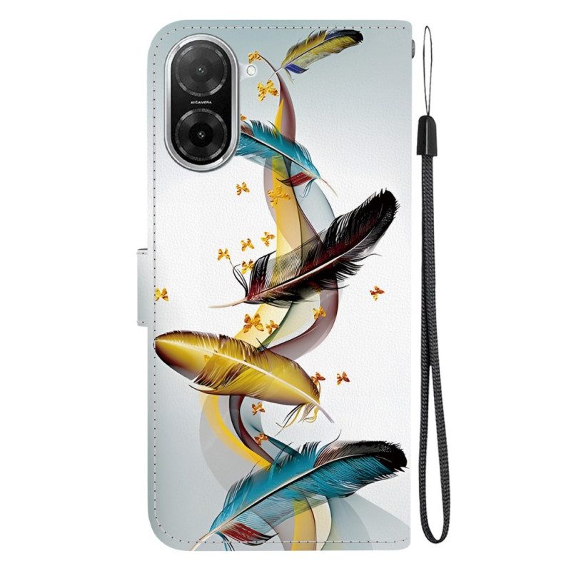 Lederhüllen Poco C71 Handyhülle Bunte Federn