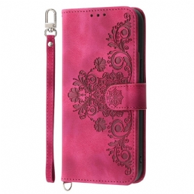 Lederhüllen Poco C71 Handyhülle Florale Spitze Mit Trageband Und Schultergurt