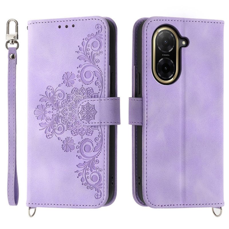 Lederhüllen Poco C71 Handyhülle Florale Spitze Mit Trageband Und Schultergurt