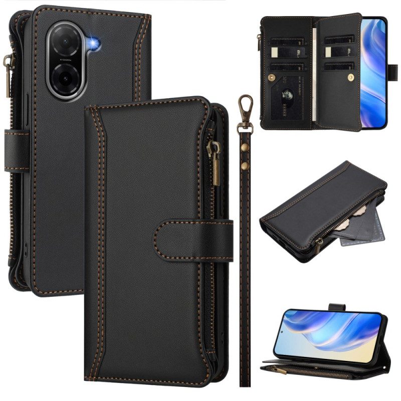 Lederhüllen Poco C71 Handyhülle Geldbörse Mit 9 Kartenfächern Und Umhängeband