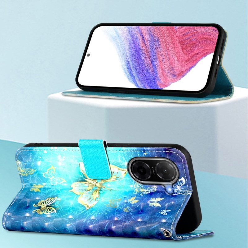 Lederhüllen Poco C71 Handyhülle Goldene Schmetterlinge