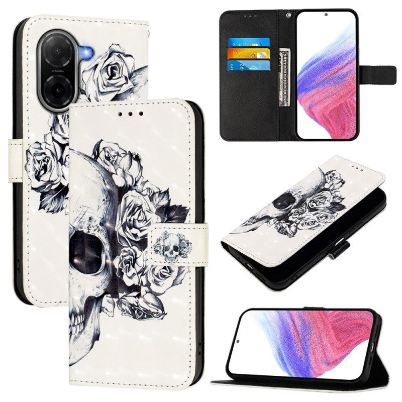 Lederhüllen Poco C71 Totenkopf Mit Blumenmuster