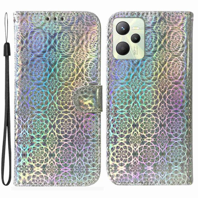 Flip Case Für Realme C35 Mit Kordel Riemchen-disco-stil