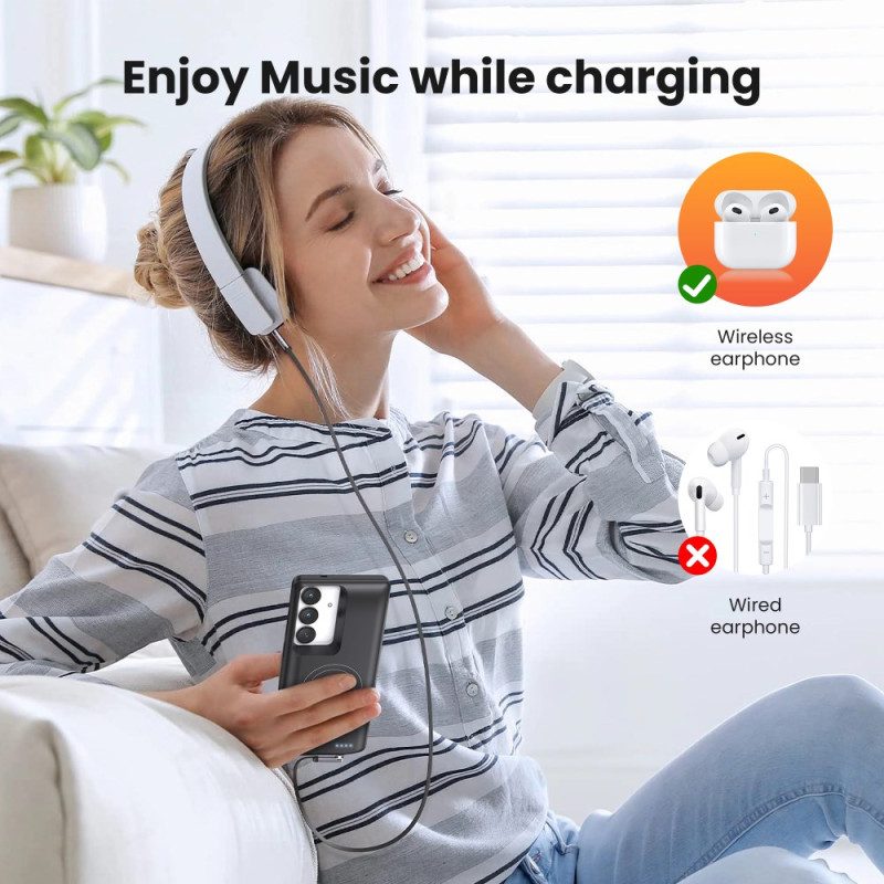 Externe Akkuhülle Mit 10000 Mah Für Samsung Galaxy S25/s24 Mit Magnetischer Befestigung