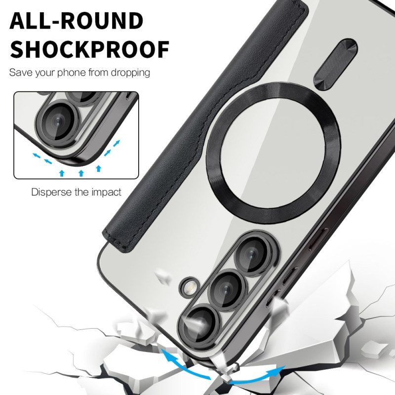 Flip Case Samsung Galaxy S25 5g Handyhülle Lederoptik Kompatibel Mit Magsafe Und Rfid-schutz