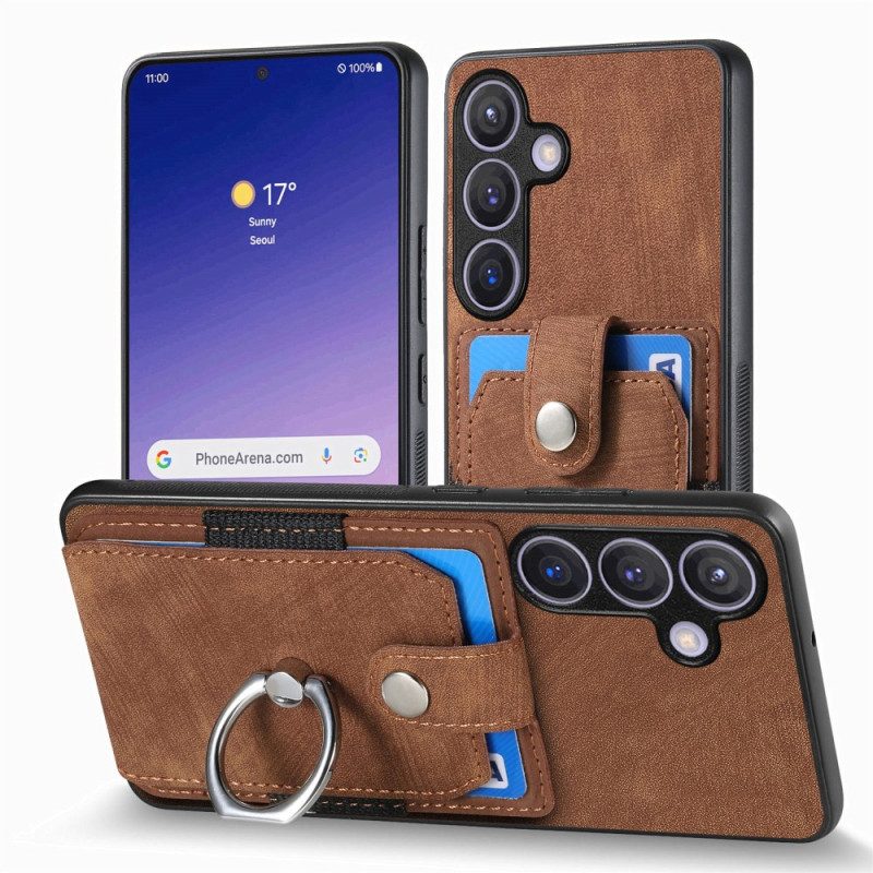 Hülle Für Samsung Galaxy S25 5g Kartenhalter Und Ring In Lederoptik