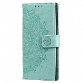 Lederhüllen Für Samsung Galaxy S25 5g Geldbörse Mit Mandala-sonnenmotiv Und Umhängeband