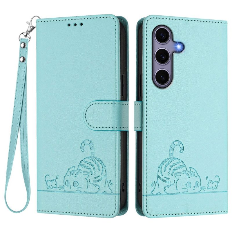 Lederhüllen Für Samsung Galaxy S25 5g Rfid-schutz Mit Katzenmotiv