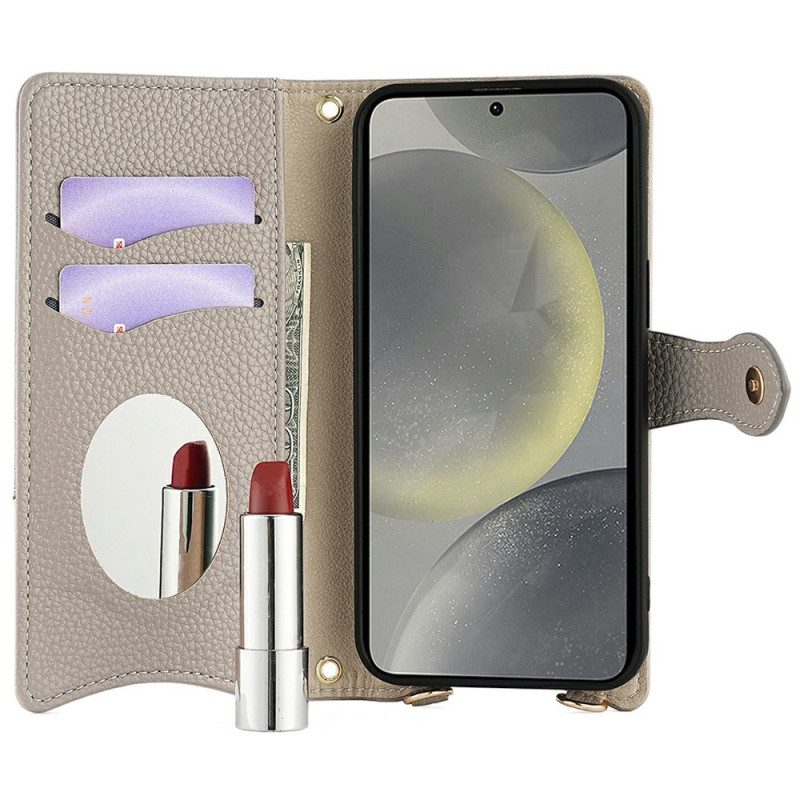 Lederhüllen Für Samsung Galaxy S25 5g Spiegel Und Kette