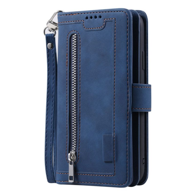 Lederhüllen Samsung Galaxy S25 5g Geldbörse Mit 9 Kartenfächern Und Umhängeband