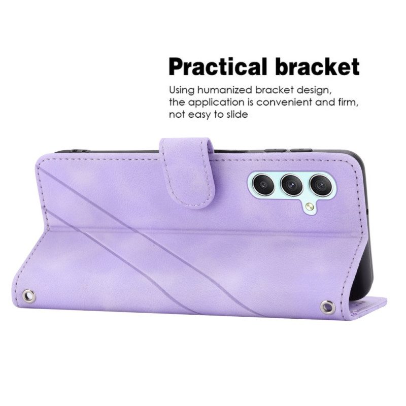 Lederhüllen Samsung Galaxy S25 5g Handyhülle Gestreiftes Umhängeband