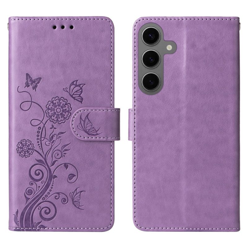 Lederhüllen Samsung Galaxy S25 5g Handyhülle Kleine Blumen