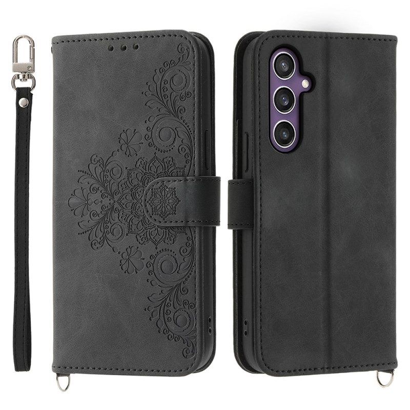 Lederhüllen Samsung Galaxy S25 5g Handyhülle Riemen Mit Spitzendesign