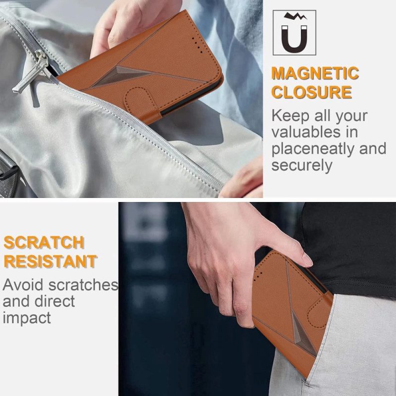 Lederhüllen Samsung Galaxy S25 5g Handyhülle Umhängeband Mit Dreiecksmuster